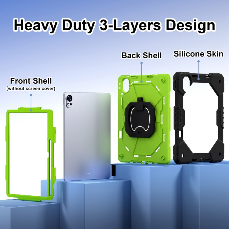For Huawei MatePad Air 12 2024 Contrast Color Robot Silicone Hybrid PC Tablet Case(Black Yellow Green)