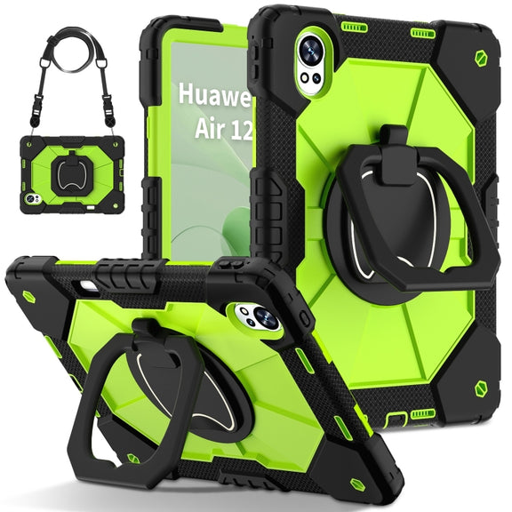 For Huawei MatePad Air 12 2024 Contrast Color Robot Silicone Hybrid PC Tablet Case(Black Yellow Green)