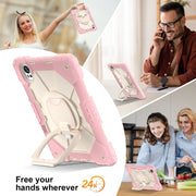For Huawei MatePad Air 12 2024 Contrast Color Robot Silicone Hybrid PC Tablet Case(Rose Gold Beige)