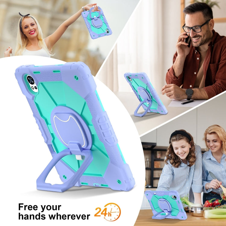 For Huawei MatePad Air 12 2024 Contrast Color Robot Silicone Hybrid PC Tablet Case(Purple Mint Green)