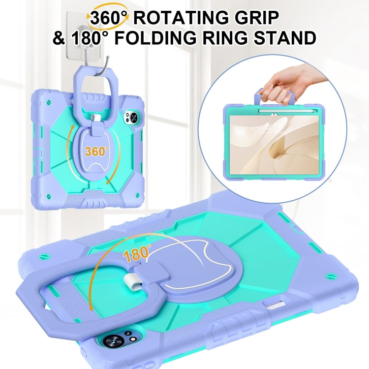 For Huawei MatePad Air 12 2024 Contrast Color Robot Silicone Hybrid PC Tablet Case(Purple Mint Green)