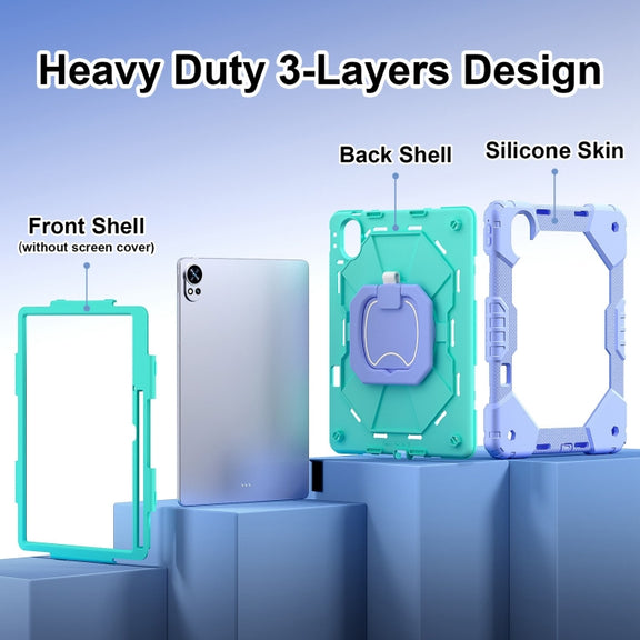 For Huawei MatePad Air 12 2024 Contrast Color Robot Silicone Hybrid PC Tablet Case(Purple Mint Green)