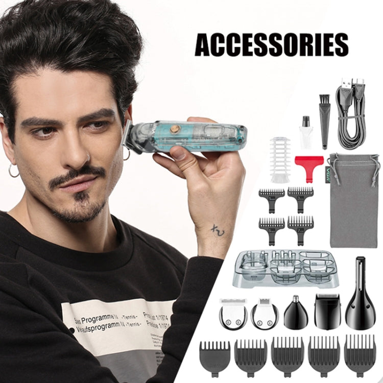 VGR V-102 6 in 1 USB Transparent Digital Display Professional Hair Clipper Set - free shipping - PMC Jewellery - Order now!