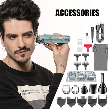 VGR V-102 6 in 1 USB Transparent Digital Display Professional Hair Clipper Set - free shipping - PMC Jewellery - Order now!