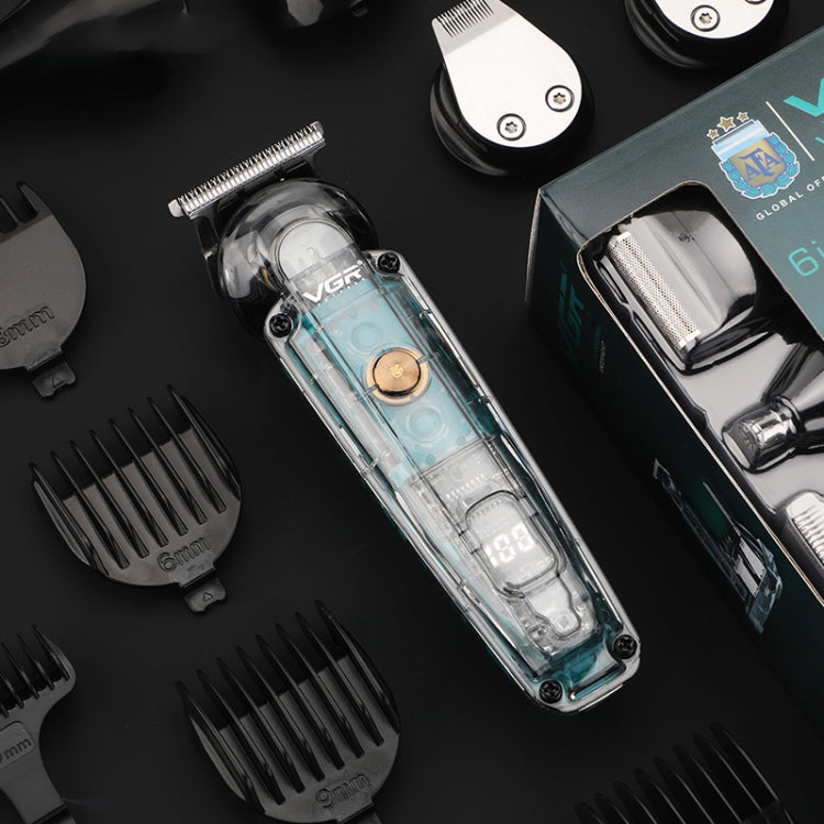 VGR V-102 6 in 1 USB Transparent Digital Display Professional Hair Clipper Set - free shipping - PMC Jewellery - Order now!