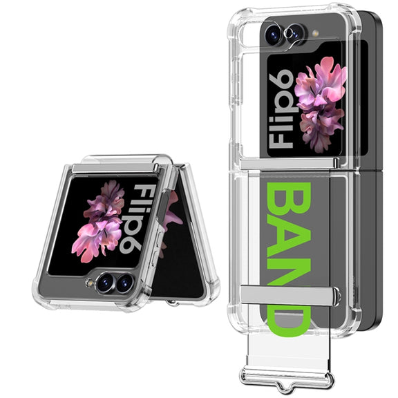 For Samsung Galaxy Z Flip6 / Flip7 FE GKK Clear Airbag Wristband Holder Phone Case(Transparent Green)