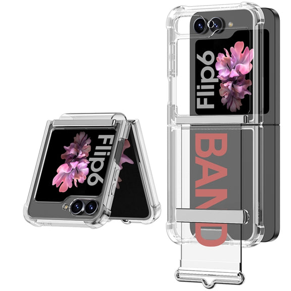 For Samsung Galaxy Z Flip6 GKK Clear Airbag Wristband Holder Phone Case(Transparent Pink)
