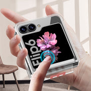 For Samsung Galaxy Z Flip6 GKK Clear Airbag Wristband Holder Phone Case(Transparent Red)