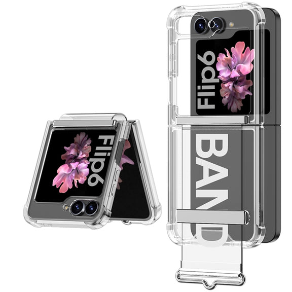 For Samsung Galaxy Z Flip6 / Flip7 FE GKK Clear Airbag Wristband Holder Phone Case(Transparent Silver)