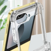 For Samsung Galaxy Z Flip6 GKK Clear Airbag Hinge Full Coverage Phone Case with Ring / Metal Chain(Silver)