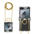 For Samsung Galaxy Z Flip6 / Flip7 FE GKK Clear Airbag Hinge Full Coverage Phone Case with Ring / Metal Chain(Gold) - free shipping - PMC Jewellery - Order now!