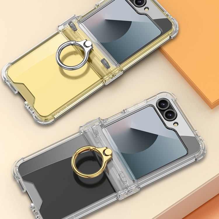 For Samsung Galaxy Z Flip6 / Flip7 FE GKK Clear Airbag Hinge Full Coverage Phone Case with Ring / Metal Chain(Gold) - free shipping - PMC Jewellery - Order now!