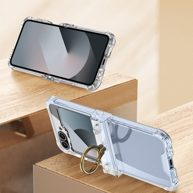 For Samsung Galaxy Z Flip6 / Flip7 FE GKK Clear Airbag Hinge Full Coverage Phone Case with Ring / Metal Chain(Gold) - free shipping - PMC Jewellery - Order now!