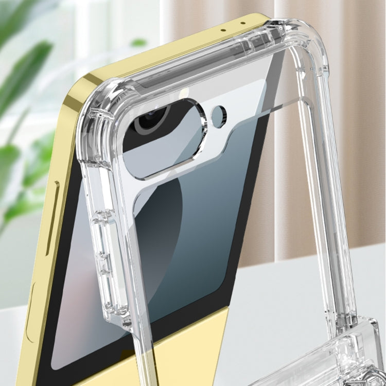 For Samsung Galaxy Z Flip6 / Flip7 FE GKK Clear Airbag Hinge Full Coverage Phone Case with Ring / Metal Chain(Gold) - free shipping - PMC Jewellery - Order now!