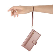 For iPhone 16 Pro Nine Card-slot Zipper Wallet Bag Leather Phone Case(Pink)