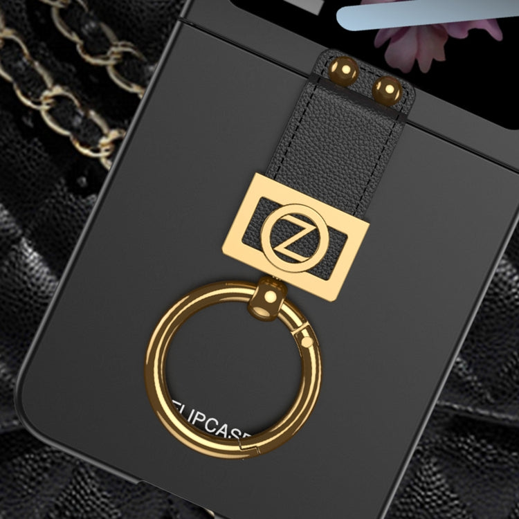 For Samsung Galaxy Z Flip6 GKK Integrated Ultra-thin Phone Case with Z Ring Holder(Black)