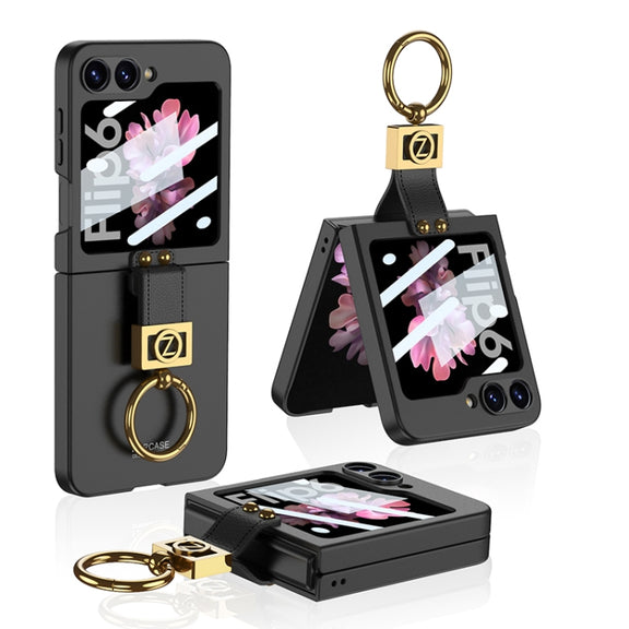 For Samsung Galaxy Z Flip6 GKK Integrated Ultra-thin Phone Case with Z Ring Holder(Black)