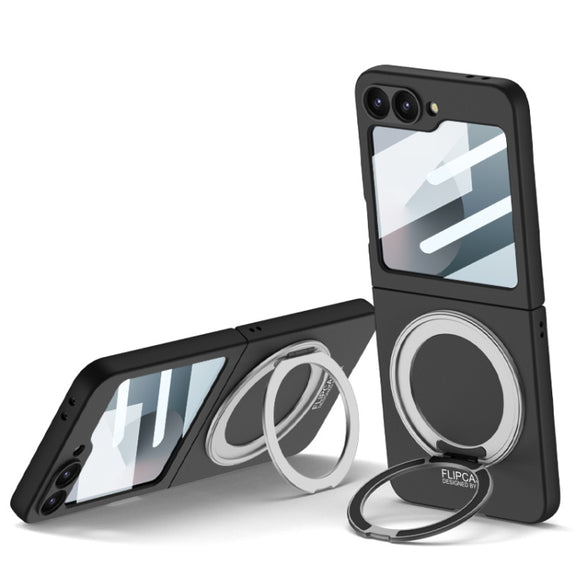 For Samsung Galaxy Z Flip6 / Flip7 FE GKK Integrated Ultra-thin MagSafe Phone Case with Ring Holder(Black)