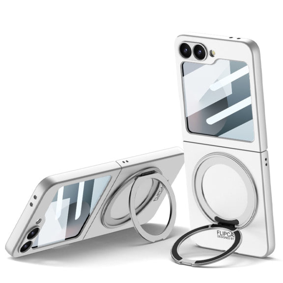 For Samsung Galaxy Z Flip6 / Flip7 FE GKK Integrated Ultra-thin MagSafe Phone Case with Ring Holder(Silver)