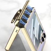 For Samsung Galaxy Z Flip6 / Flip7 FE GKK Integrated Electroplated Litchi Texture Leather Phone Case with Ring(Black)