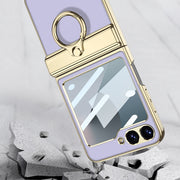 For Samsung Galaxy Z Flip6 / Flip7 FE GKK Integrated Electroplated Litchi Texture Leather Phone Case with Ring(Black)