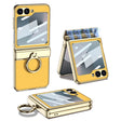 For Samsung Galaxy Z Flip6 / Flip7 FE GKK Integrated Electroplated Litchi Texture Leather Phone Case with Ring(Yellow) - free shipping - PMC Jewellery - Order now!
