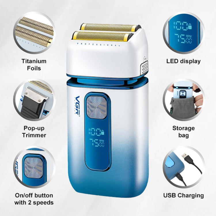 VGR V-362 5W USB Reciprocating Electric Shaver Bald Head Hair Clipper(Sky Blue) - free shipping - PMC TechLife - Order now!