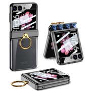 For Samsung Galaxy Z Flip6 GKK Integrated  Magnetic Folding Phantom Rotary Phone Case with Ring Holder(Black)