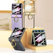 For Samsung Galaxy Z Flip6 GKK Integrated  Magnetic Folding Phantom Rotary Phone Case with Ring Holder(Black)