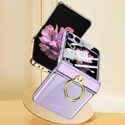 For Samsung Galaxy Z Flip6 GKK Integrated  Magnetic Folding Phantom Rotary Phone Case with Ring Holder(Black)