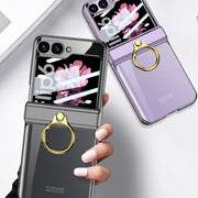 For Samsung Galaxy Z Flip6 GKK Integrated  Magnetic Folding Phantom Rotary Phone Case with Ring Holder(Black)