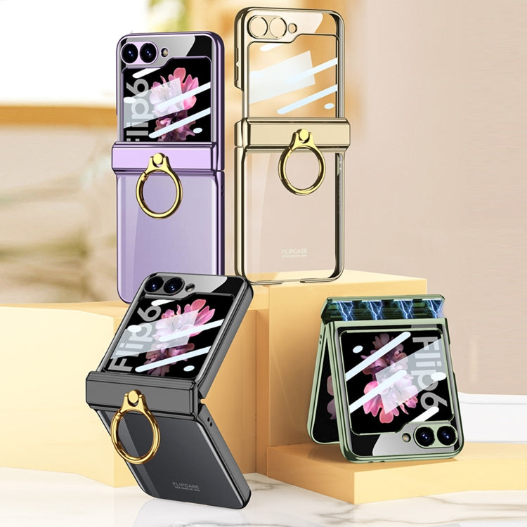 For Samsung Galaxy Z Flip6 GKK Integrated  Magnetic Folding Phantom Rotary Phone Case with Ring Holder(Green)