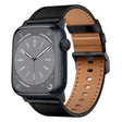 For Apple Watch SE 2023 44mm Wilderness Top-grain Leather Watch Band(Black Connector Black) - Watch Bands by PMc TechLife | Online Shopping South Africa | PMc TechLife | Buy Now Pay Later Mobicred