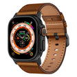 For Apple Watch Ultra 2 49mm Wilderness Top-grain Leather Watch Band(Black Connector Red Brown) - Watch Bands by PMC TechLife | Online Shopping South Africa | PMC TechLife | Buy Now Pay Later Mobicred