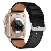 For Apple Watch Ultra 2 49mm Wilderness Top-grain Leather Watch Band(Titanium Connector Black)
