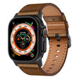 For Apple Watch Ultra 49mm Wilderness Top-grain Leather Watch Band(Black Connector Dark Brown) - Watch Bands by PMC TechLife | Online Shopping South Africa | PMC TechLife | Buy Now Pay Later Mobicred
