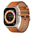 For Apple Watch Ultra 49mm Wilderness Top-grain Leather Watch Band(Titanium Connector Brown) - Watch Bands by PMC TechLife | Online Shopping South Africa | PMC TechLife | Buy Now Pay Later Mobicred