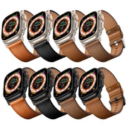 For Apple Watch Ultra 2 49mm Wilderness Top-grain Leather Watch Band(Titanium Connector Black)