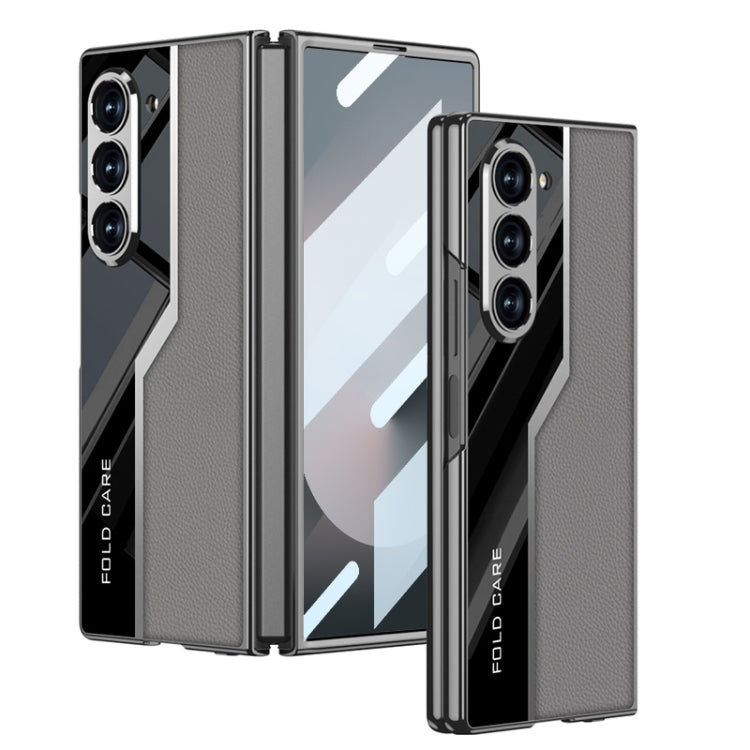 For Samsung Galaxy Z Fold6 GKK Integrated Plating TPU + Leather Supercar Full Coverage Phone Case(Grey) - free shipping - PMC Jewellery - Order now!