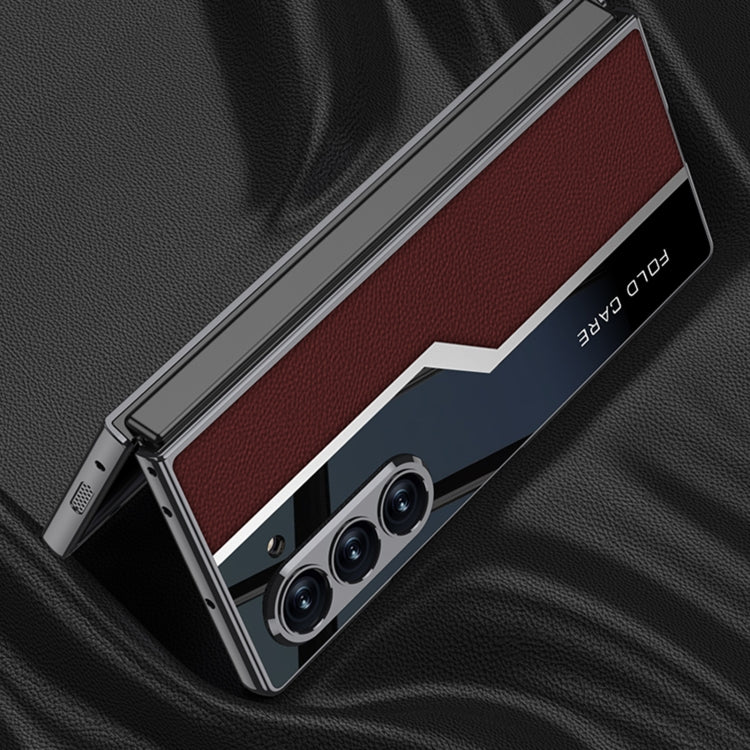 For Samsung Galaxy Z Fold6 GKK Integrated Plating TPU + Leather Supercar Full Coverage Phone Case(Carbon Fiber)