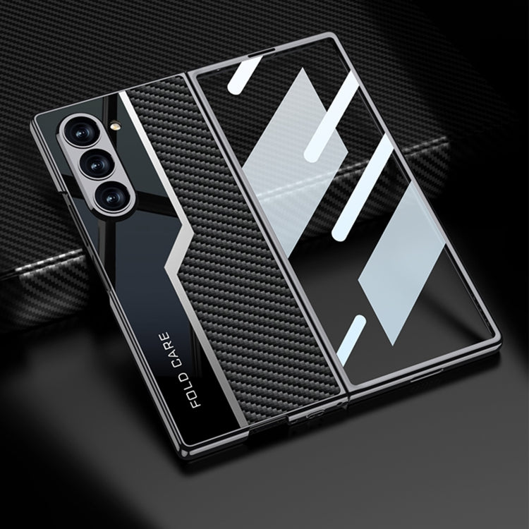 For Samsung Galaxy Z Fold6 GKK Integrated Plating TPU + Leather Supercar Full Coverage Phone Case(Carbon Fiber)