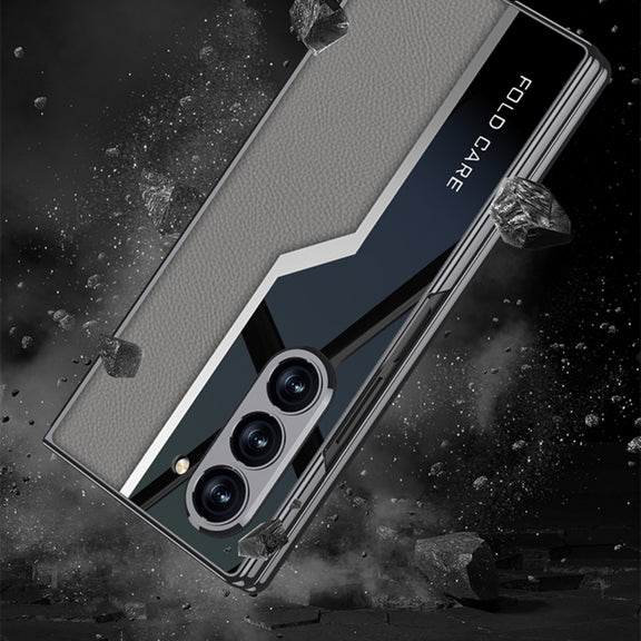 For Samsung Galaxy Z Fold6 GKK Integrated Plating TPU + Leather Supercar Full Coverage Phone Case(Carbon Fiber)