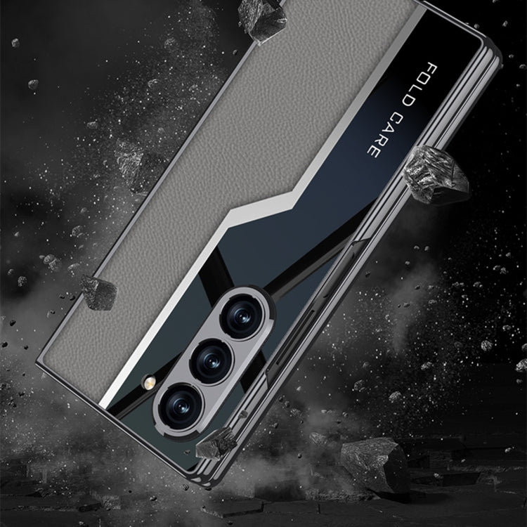 For Samsung Galaxy Z Fold6 GKK Integrated Plating TPU + Leather Supercar Full Coverage Phone Case(Carbon Fiber)