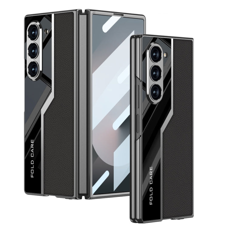 For Samsung Galaxy Z Fold6 GKK Integrated Plating TPU + Leather Supercar Full Coverage Phone Case(Black) - free shipping - PMC Jewellery - Order now!