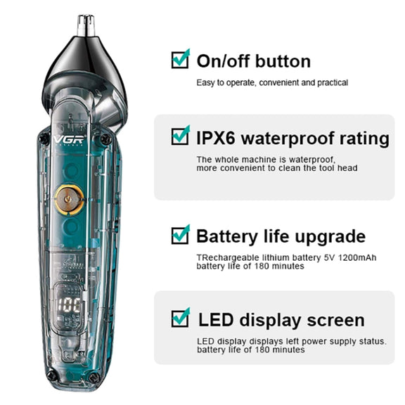 VGR V-949 5W USB LED Digital Display Multifunctional Hair Clipper