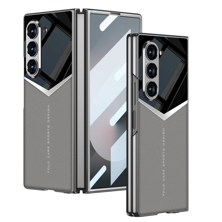 For Samsung Galaxy Z Fold6 GKK Integrated Plating Leather Knight Full Coverage Phone Case(Grey) - free shipping - PMC Jewellery - Order now!