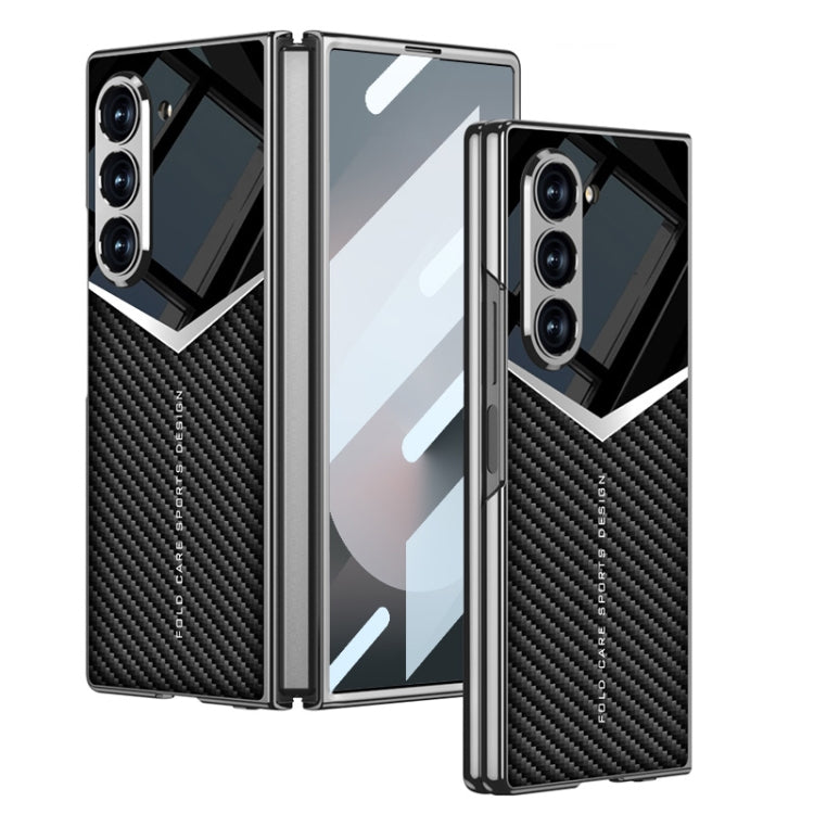 For Samsung Galaxy Z Fold6 GKK Integrated Plating Leather Knight Full Coverage Phone Case(Carbon Fibre) - free shipping - PMC Jewellery - Order now!