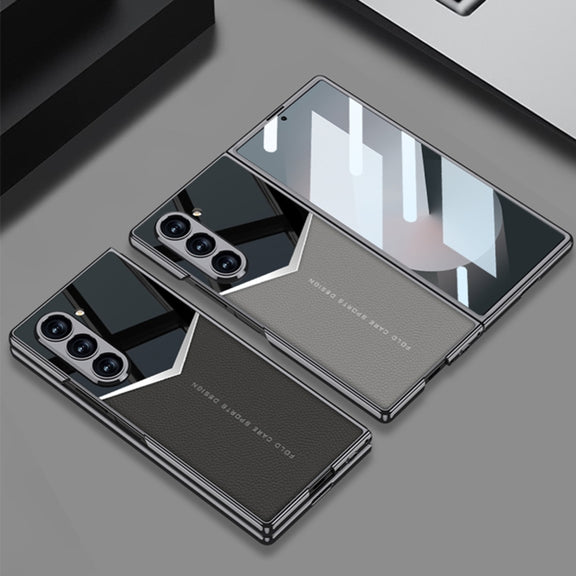 For Samsung Galaxy Z Fold6 GKK Integrated Plating Leather Knight Full Coverage Phone Case(Carbon Fibre)