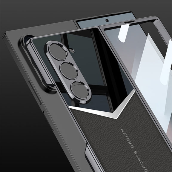 For Samsung Galaxy Z Fold6 GKK Integrated Plating Leather Knight Full Coverage Phone Case(Carbon Fibre)