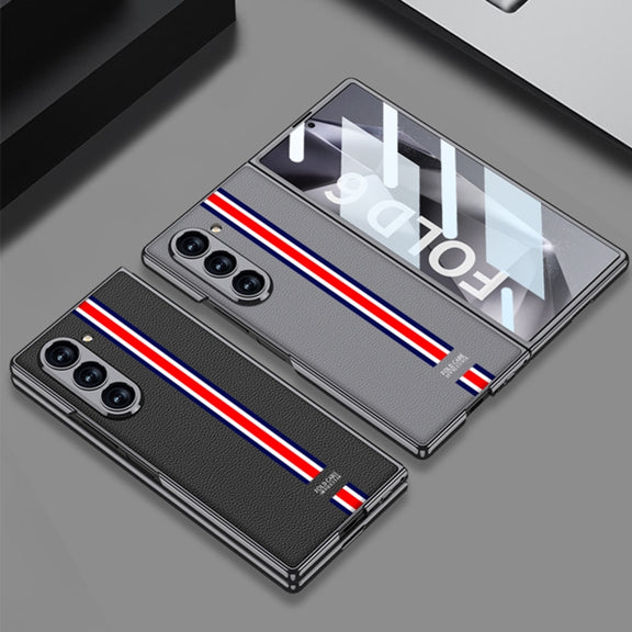 For Samsung Galaxy Z Fold6 GKK Integrated Plating Leather Full Coverage Phone Case(Titanium Grey)